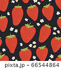 Cute seamless pattern with red strawberries. Natural summer print with berry, fresh fruits and flowers in hand drawn style. Colorful vector strawberry background. 66544864