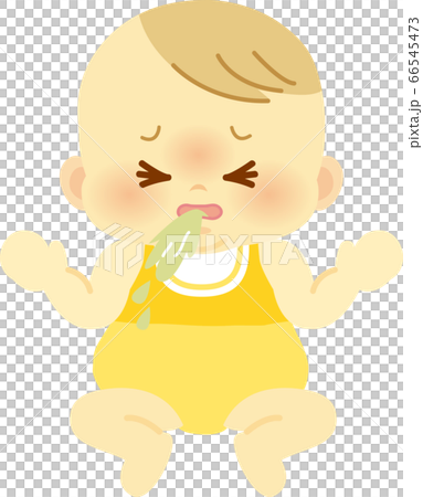 ベビー服を着て嘔吐する赤ちゃん ベビー全身イラスト11のイラスト素材