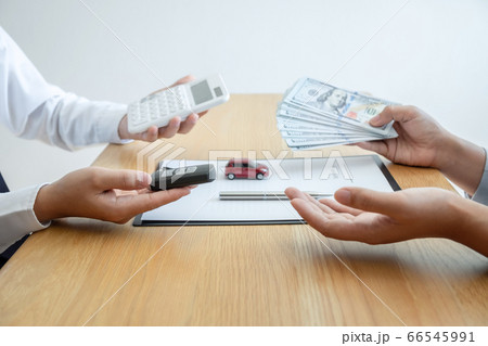 Car rental and Insurance concept, Young salesman 66545991