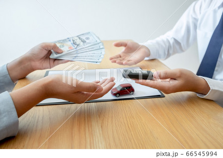 Car rental and Insurance concept, Young salesman 66545994