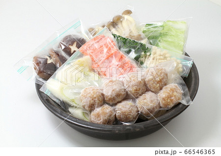 フリーザーバックに入った冷凍野菜とミートボウル、鍋用冷凍食材と下ごしらえ フリーザーバックに入った冷凍野菜とミートボウル、鍋用冷凍食材と下ごしらえ 66546365