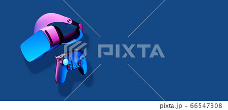 Flying vr headset and controller joystick. Flying vr headset and controller joystick. 66547308
