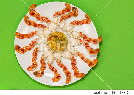 .Fresh crab meat in plate with copy space .Fresh crab meat in plate with copy space 66547335