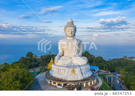aerial view Phuket big Buddha in blue sky 66547353