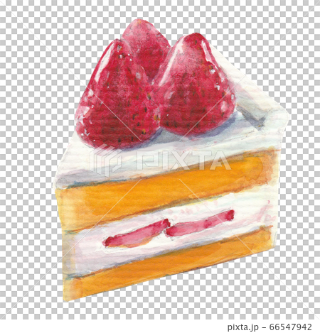 苺ショートケーキ 誕生日 バースデー クリスマス カフェ 水彩イラストのイラスト素材