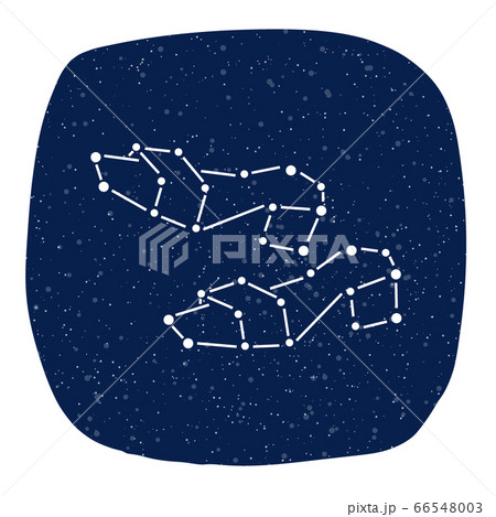 夜空に浮かぶミュールの形の星座のイラスト素材