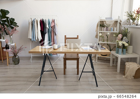 Empty home office workplace with cozy interior design 66548264