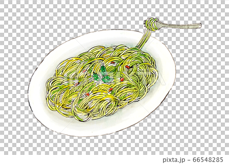 ジェノベーゼのパスタのイラスト ジェノベーゼのパスタのイラスト 66548285