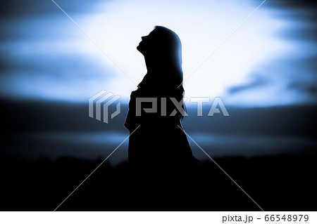 Youth woman soul at blue sun past meditation 66548979