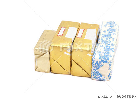 wrapped butter sticks Isolated on white background wrapped butter sticks Isolated on white background 66548997