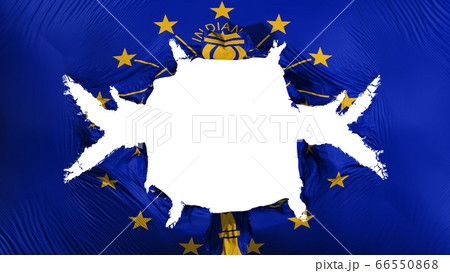 Indiana state flag with a big hole Indiana state flag with a big hole 66550868