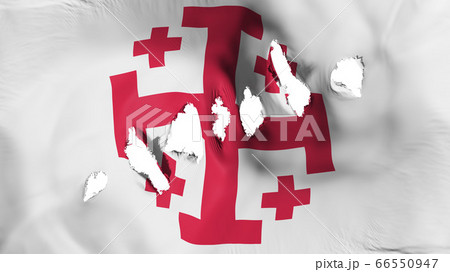 Jerusalem cross flag perforated, bullet holes Jerusalem cross flag perforated, bullet holes 66550947