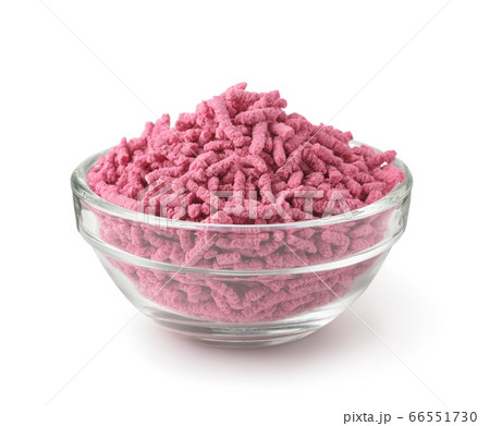 Bowl of raspberry granulated instant drink Bowl of raspberry granulated instant drink 66551730