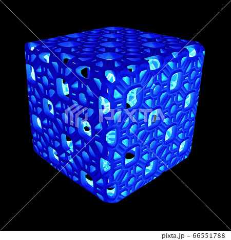 Neon Glowing Hollow Cube Isolated On Black 66551788