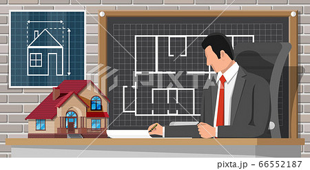 Architect create building project in office 66552187