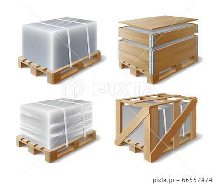 Set of Images of cargo on wooden pallet. 66552474