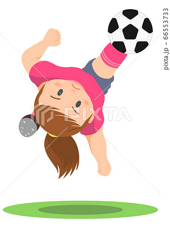 サッカー オーバーヘッドキック 女子のイラスト素材