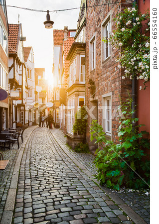 Old town in Europe at sunset with retro vintage filter 66554160