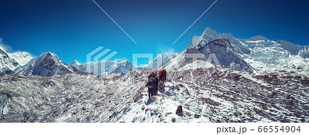 Mountaineers make climbing Mount Island Peak Imja Tse , 6,189 m, Nepal. 66554904