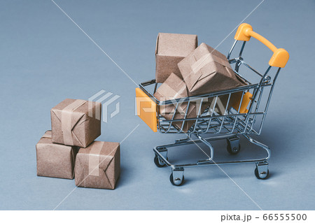 買い物カートとミニチュアの箱 66555500