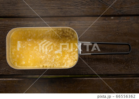 おかゆ　Rice porridge made with aluminum outdoor pot 66556362