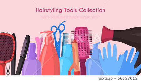 Cosmetics in bag, bagful makeup masters pink color with set plaster shadows, creams and lipsticks, design flat vector illustration 66557015