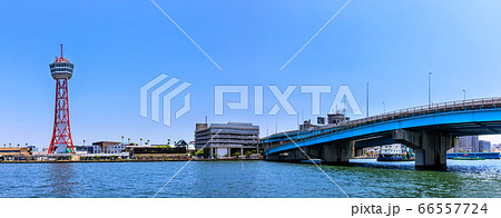須崎ふ頭から博多ポートタワー　パノラマ　【福岡県福岡市博多区】 66557724