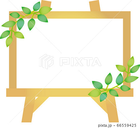 葉っぱとスケッチブックのフレームのイラスト素材