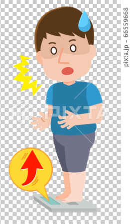 体重が増えて焦る男性 イラストのイラスト素材