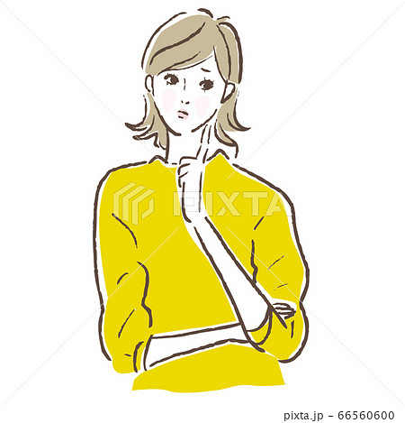 Illustration vector of a young woman thinking 66560600