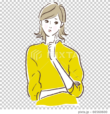 Illustration vector of a young woman thinking 66560600