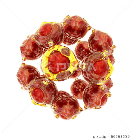Fused Glass DecoraFused Glass Decorative Indented Orb With Red Spheres Isolated On Whitetive Indented Orb With Red 66563559