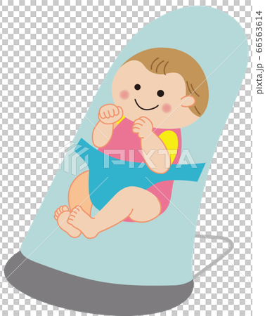 Smiling baby dressed in light blue bouncer and pink clothes Smiling baby dressed in light blue bouncer and pink clothes 66563614