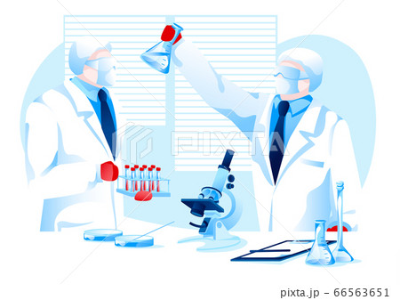 Two scientist in protection suits making research vaccine for pandemic Two scientist in protection suits making research vaccine for pandemic 66563651