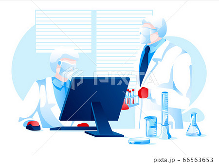 Two scientist in protection suits making research vaccine for pandemic Two scientist in protection suits making research vaccine for pandemic 66563653