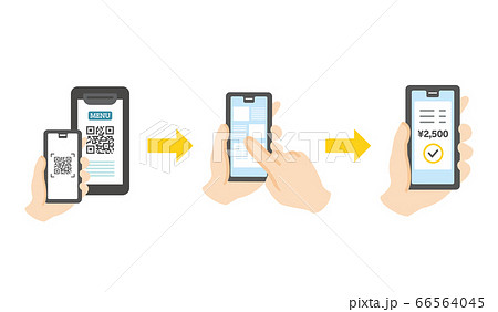 Illustration of order and payment with QR code 66564045