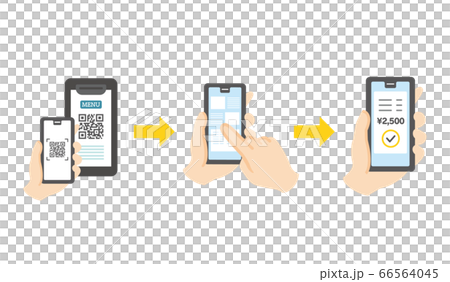 Illustration of order and payment with QR code 66564045