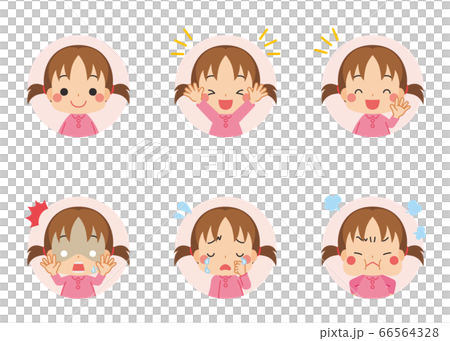 可愛い女の子のアイコン喜怒哀楽のバリエーションセットのイラスト素材