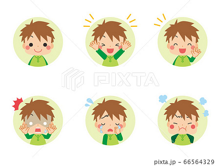 可愛い男の子のアイコン喜怒哀楽のバリエーションセットのイラスト素材