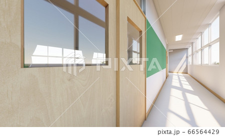 学校　教室　廊下　イラスト19 66564429