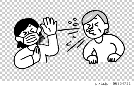 Senior women who sneeze and masks that they dislike are plain clothes women (simple) 66564731