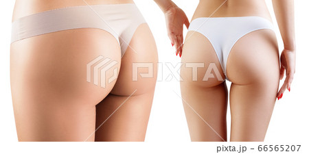Collage of perfect female buttocks from different view. 66565207