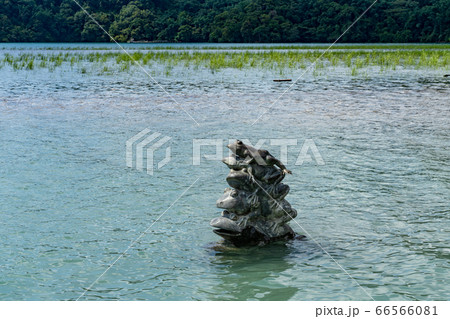 日月潭国立風景区　カエル像　九蛙畳像　台湾 66566081
