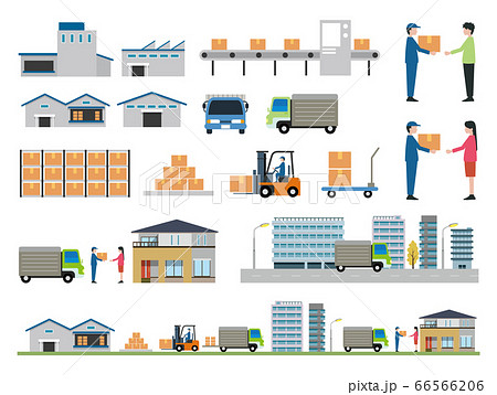 運搬配達のイラスト素材セット 運搬配達のイラスト素材セット 66566206