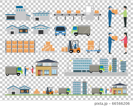 運搬配達のイラスト素材セット 運搬配達のイラスト素材セット 66566206