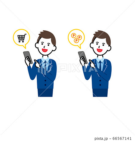 ビジネスマンと携帯　買い物やポイント 66567141