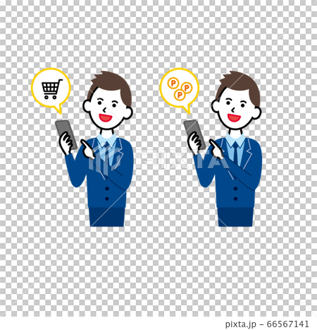ビジネスマンと携帯　買い物やポイント 66567141
