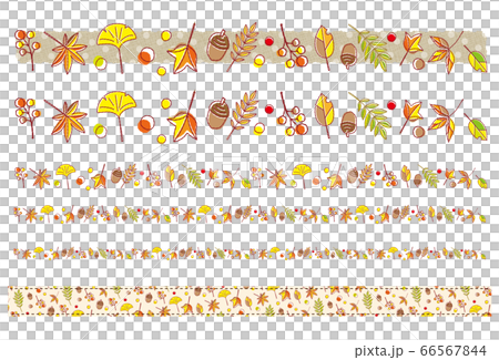 Autumn leaves line set postcard Autumn leaves line set postcard 66567844