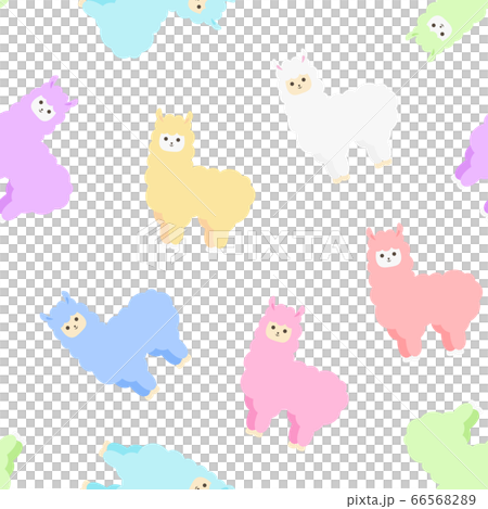 アルパカのシームレスパターン　カラフル 66568289