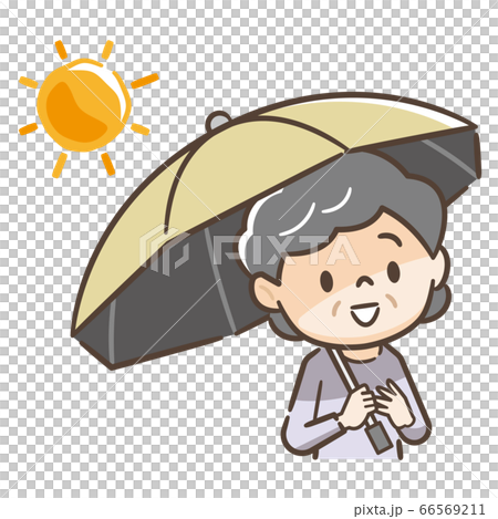 一名老婦拿著陽傘的插圖 66569211